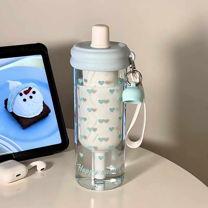 Coffee Equipment Filter - 650ml Cute Hearts Water Bottle With